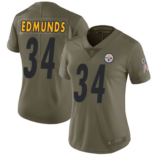 Women Pittsburgh Steelers Football #34 Limited Olive Terrell Edmunds 2017 Salute to Service Nike NFL Jersey